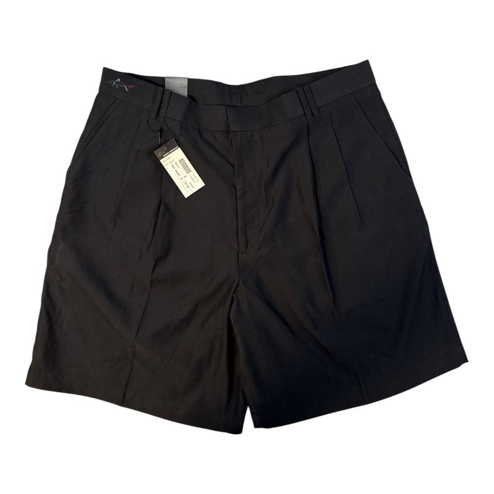 Greg Norman Golf Shorts Mens 38 Black Micro Twill Pleated NWT Performance